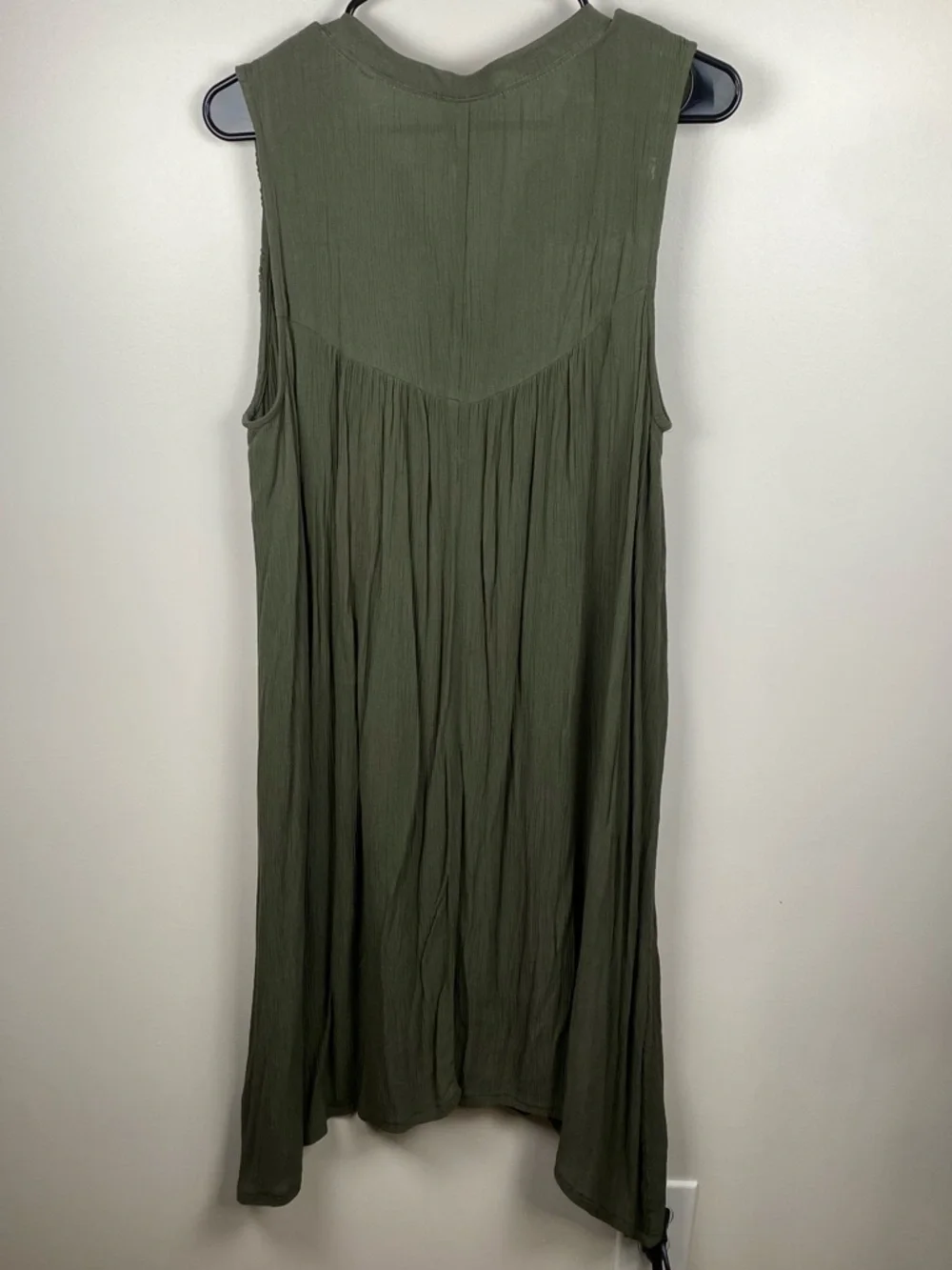 Knox Rose Women's Sleeveless Olive Green Crochet Button-Front Midi Dress Large - Picture 2 of 4